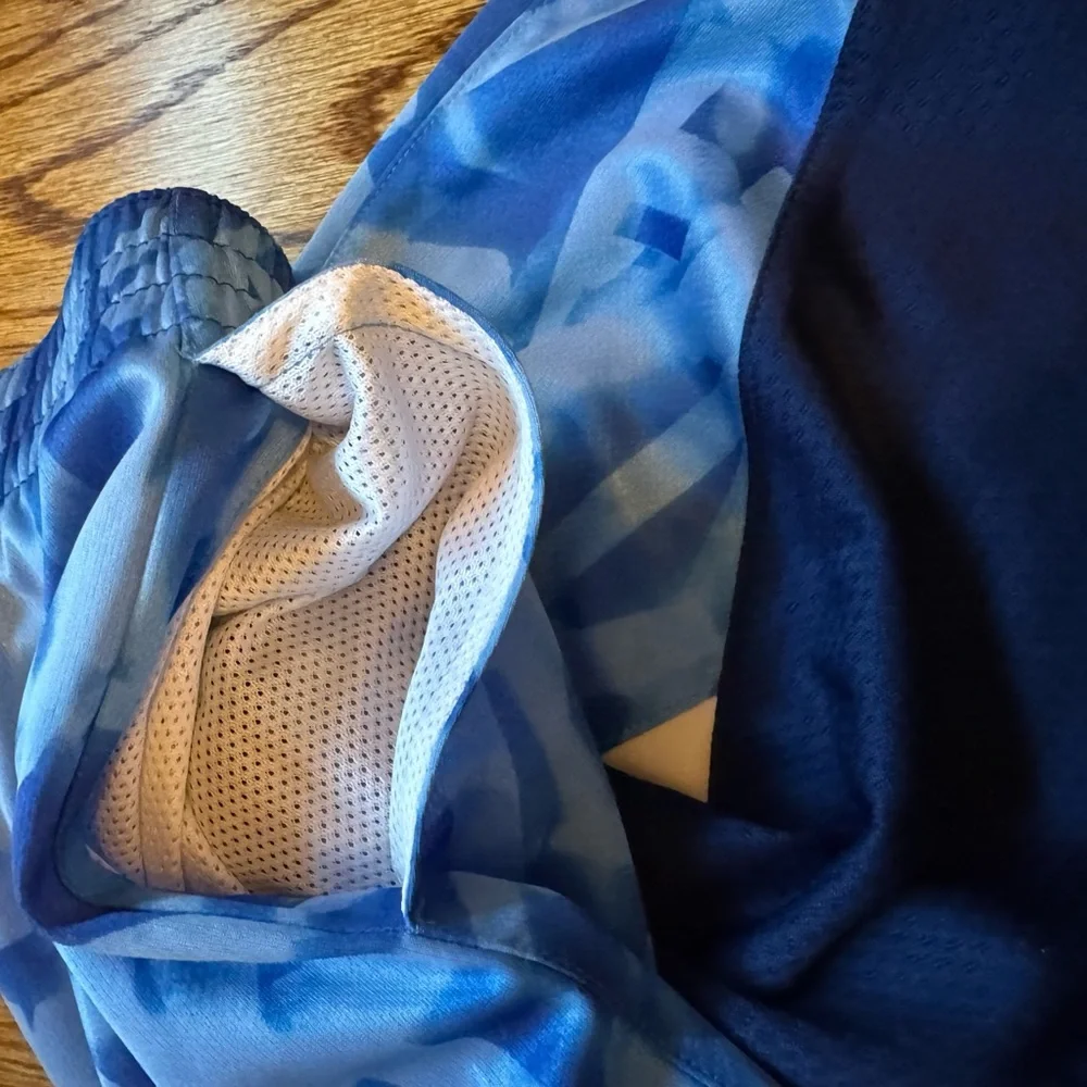 Nike Navy and Light Blue Sports Shorts